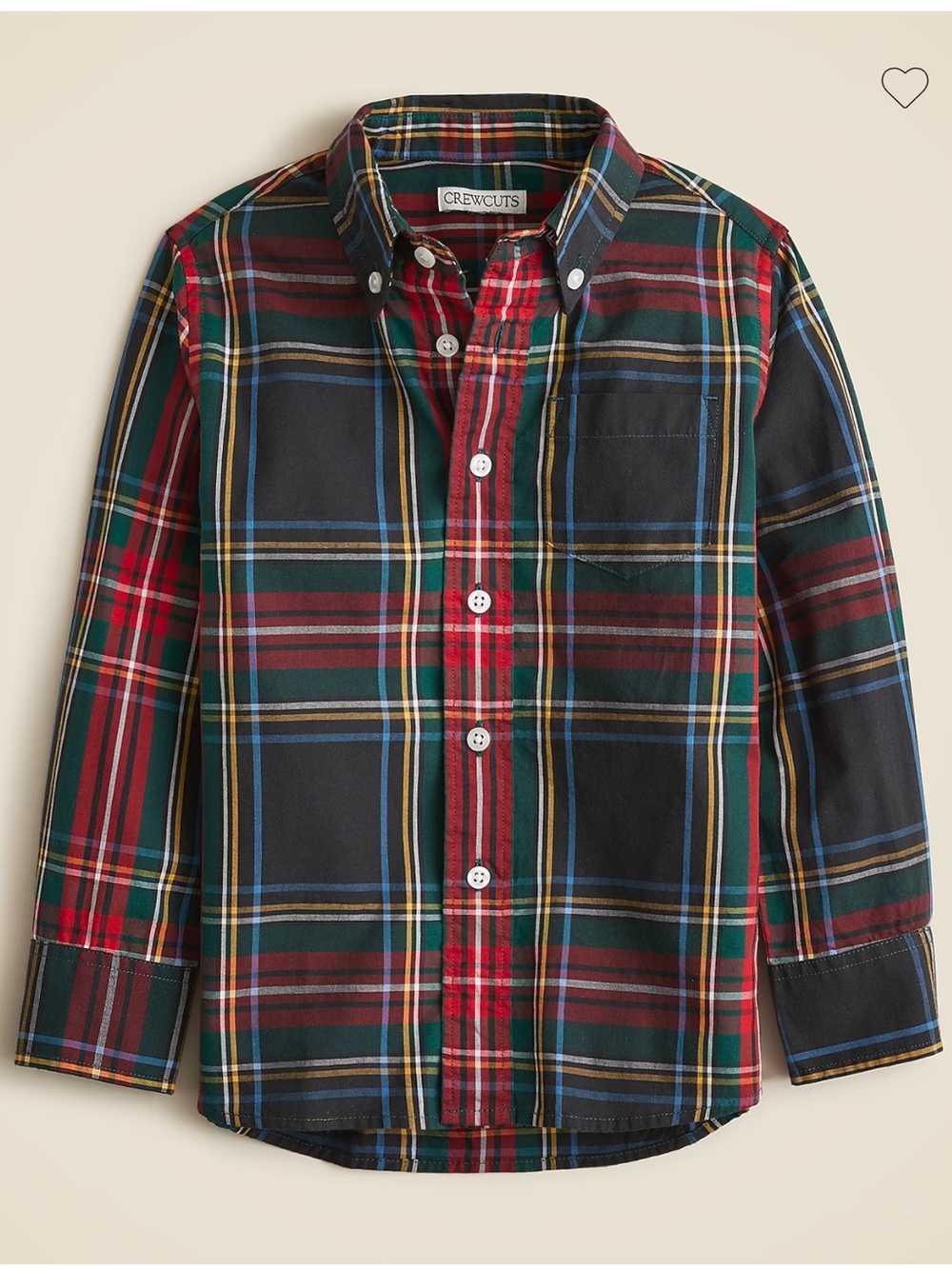 Crewcuts | Stewart Tartan | Long-Sleeve Cotton |  Navy Green Red | 4